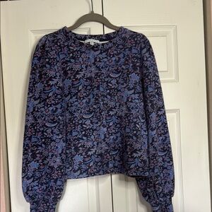 Maison d’Amelie Paris  blue  crop floral jersey top size S